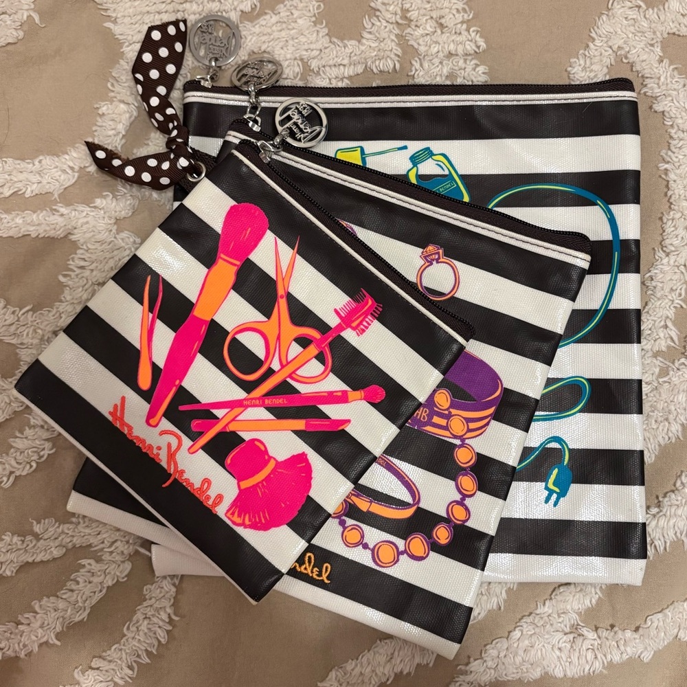 Henri Bendel Trio Neon Art Zip Pouches